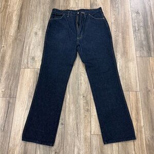 Men’s Vintage Wrangler Navy Blue Straight Leg Jeans Size 34x32